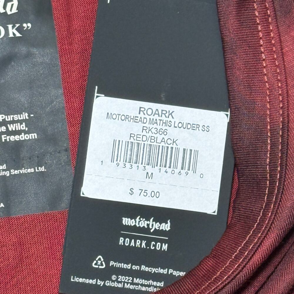 Roark 'Motorhead' Mathis Core SS Active Tee Size M NWT Red/Black - Picture 6 of 10